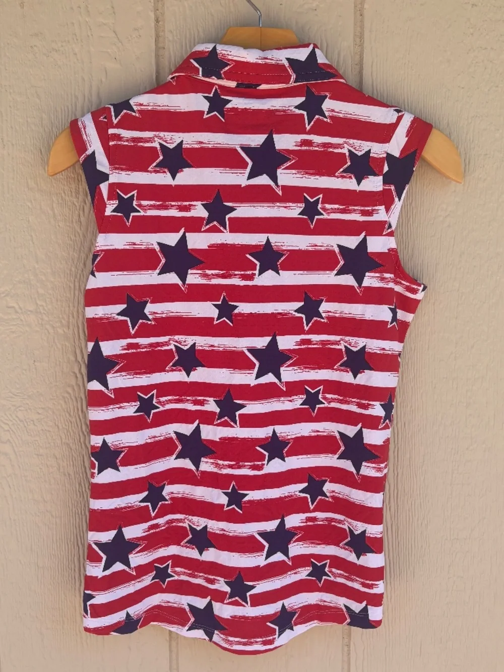 IBKUL Americana Sleeveless Zip Polo Shirt Women's XS Red White Blue 4th of July - Picture 5 of 8